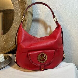 Michael Kors Red Hobo Bag leather large Preloved on HOLD ❌
